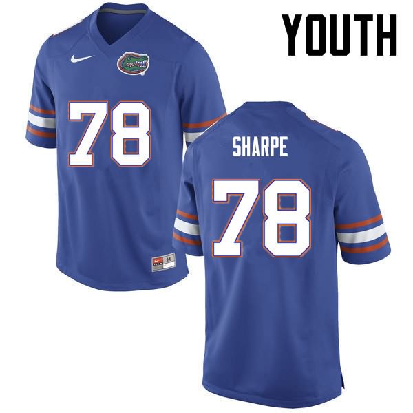 NCAA Florida Gators David Sharpe Youth #78 Nike Blue Stitched Authentic College Football Jersey BYF6764WC